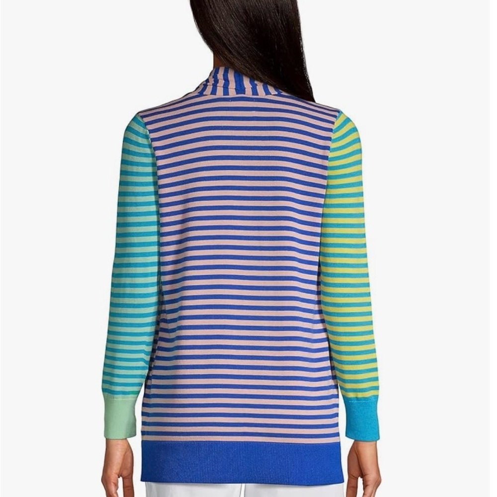 NWOT Lands End Mixed Print Long Sleeve Open Cardigan Sweater Size M 100% cotton - Picture 6 of 8